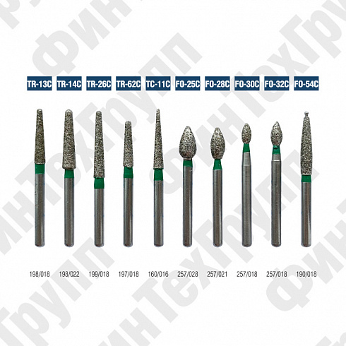 Алмазные боры TR-13C TR-62C, TC-11C, FO-25C FO54c нумерация идентична борам MANI